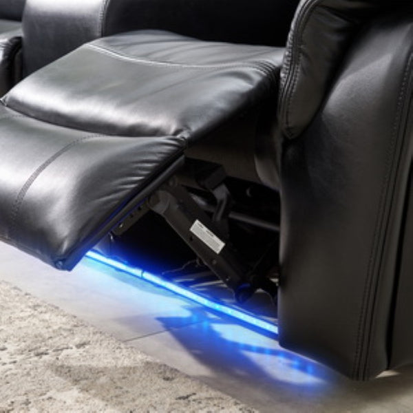 English Elm Le145 Manual Reclining Sectional with Led Underlighting and Usb Charging Faux Leather Black W1805S00002