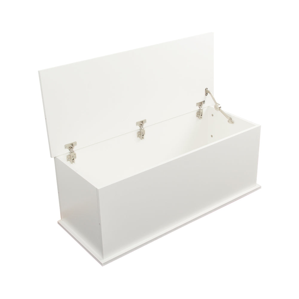 English Elm Storage Chest Trunk Lift-Top Wood Storage Box Bench Organizer with Safe Hinges, 353lb Capacity Durable Seat White W1806104457