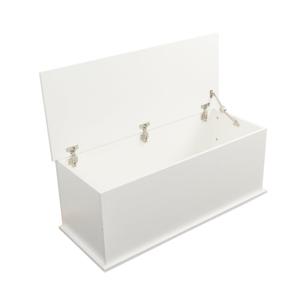 English Elm Storage Chest Trunk Lift-Top Wood Storage Box Bench Organizer with Safe Hinges, 353lb Capacity Durable Seat White W1806104457