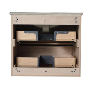 English Elm 24" Modern Bathroom Vanity With Black Ceramic Sink & 2 Soft-Close Drawers For Stylish Storage W999S00079