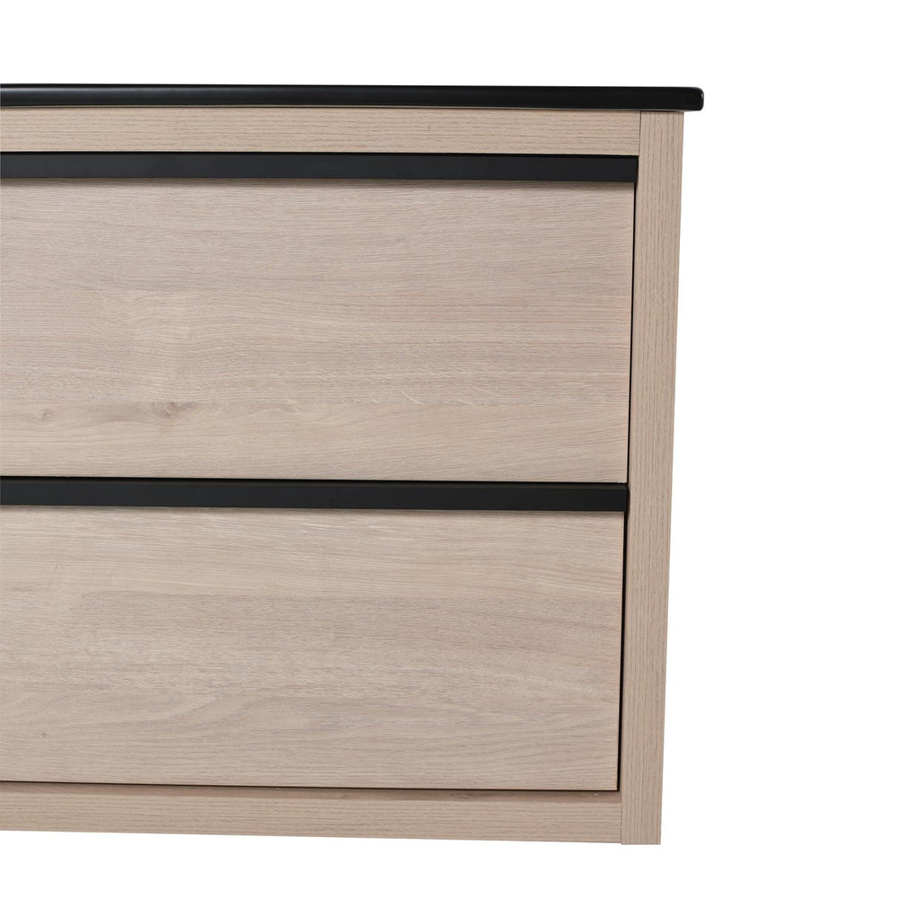 English Elm 24" Modern Bathroom Vanity With Black Ceramic Sink & 2 Soft-Close Drawers For Stylish Storage W999S00079