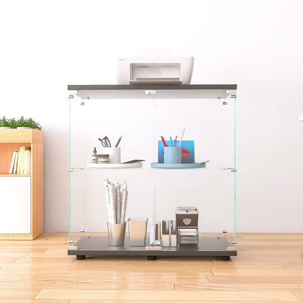 English Elm Two-Door Glass Display Cabinet With 2 Shelves – Elegant Curio Bookshelf For Collectibles & Decor W1806104442-GIGA