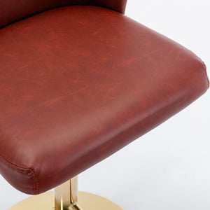 English Elm A&A Modern Swivel Barstools with Tufted Full Back, Adjustable Height PU Upholstery for Kitchen Island Burgundy W114390977