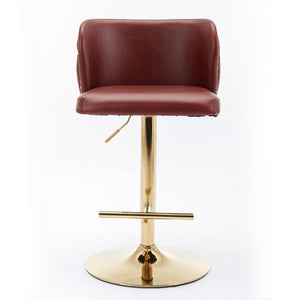 English Elm A&A Modern Swivel Barstools with Tufted Full Back, Adjustable Height PU Upholstery for Kitchen Island Burgundy W114390977