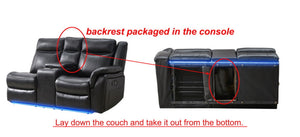 English Elm Le145 Manual Reclining Sectional with Led Underlighting and Usb Charging Faux Leather Black W1805S00002