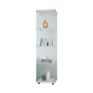 English Elm Glass Display Cabinet 4-Shelf Floor Curio with Tempered Glass Door, Sturdy Large Capacity Showcase White W1806P197873