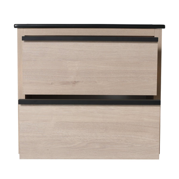 English Elm 24" Modern Bathroom Vanity With Black Ceramic Sink & 2 Soft-Close Drawers For Stylish Storage W999S00079