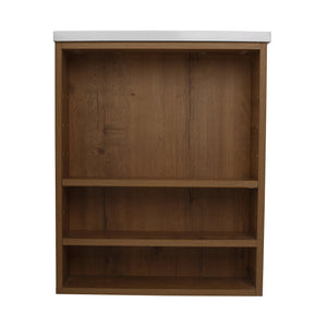 English Elm 30 Inch Bathroom Vanity With Resin Sink - Wall-Mounted, Soft-Closing Drawers, Modern Oak Finish W999S00080