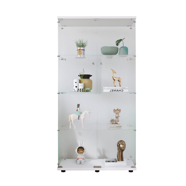 English Elm Two-Door Glass Display Cabinet With 4 Shelves - Elegant Curio Bookshelf For Living Room & Office W1806S00008-GIGA