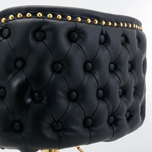 English Elm A&A Modern Swivel Barstools with Adjustable Height and Tufted PU Back for Home, Pub, Kitchen Island Black W114390976