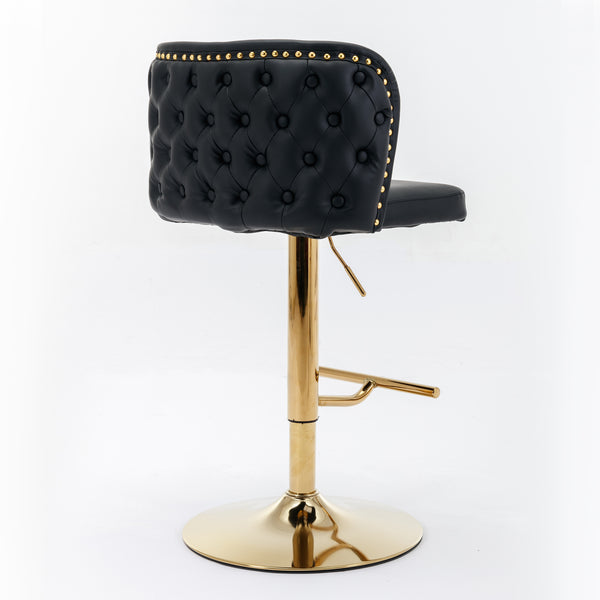 English Elm A&A Modern Swivel Barstools with Adjustable Height and Tufted PU Back for Home, Pub, Kitchen Island Black W114390976