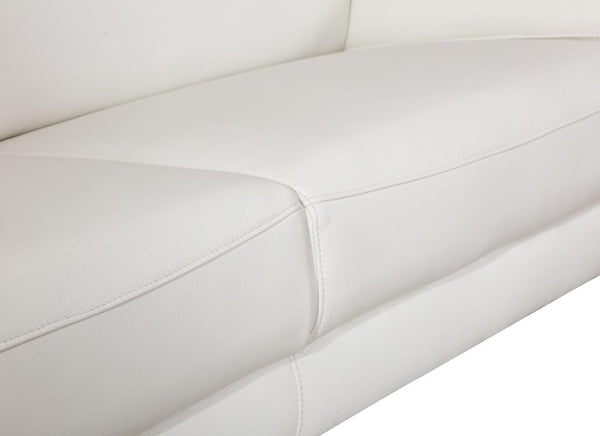 English Elm Global United Top Grain Italian Leather Sofa with High-Density Foam, Chrome Legs, Solid Wood Frame White B05777930