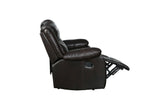 English Elm Transitional Leather-Air Reclining Loveseat