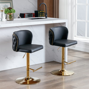 English Elm A&A Modern Swivel Barstools with Adjustable Height and Tufted PU Back for Home, Pub, Kitchen Island Black W114390976