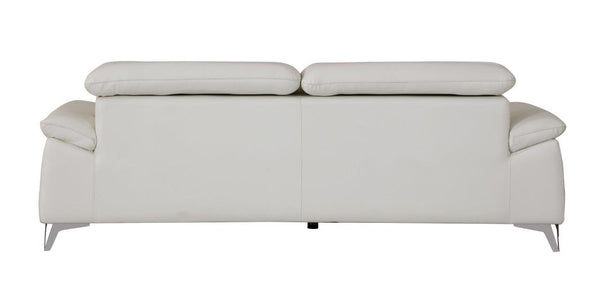 English Elm Global United Top Grain Italian Leather Sofa with High-Density Foam, Chrome Legs, Solid Wood Frame White B05777930