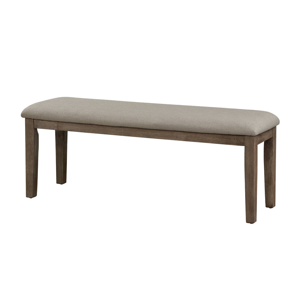 English Elm Fabric Armhurst 48" Bench with Neutral Upholstery, Wire-Brushed Brown Oak Frame for Dining Room Seating B011104524