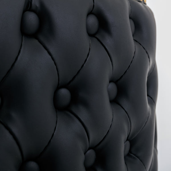 English Elm A&A Modern Swivel Barstools with Adjustable Height and Tufted PU Back for Home, Pub, Kitchen Island Black W114390976