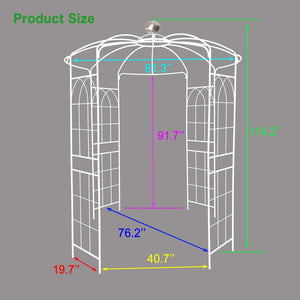 English Elm Metal Birdcage Pavilion Arch Powder Coated Steel Garden Gazebo for Outdoor Ceremonies W1586104488
