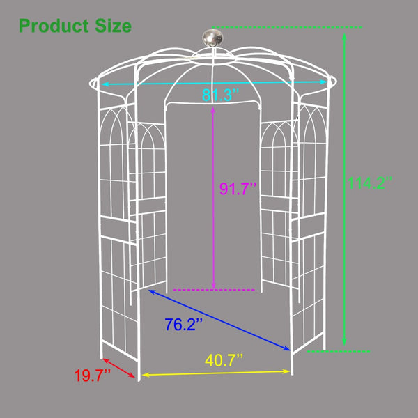 English Elm Metal Birdcage Pavilion Arch Powder Coated Steel Garden Gazebo for Outdoor Ceremonies W1586104488