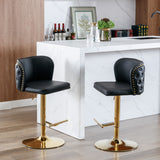 English Elm ,Swivel Barstools Adjusatble Seat Height, Modern Pu Upholstered Bar Stools With The Whole Back Tufted, For Home Pub and Kitchen Island（Black, Set Of 2）