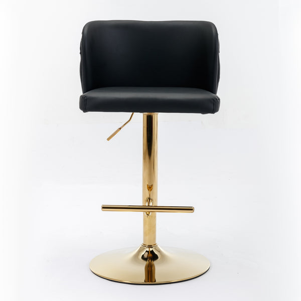 English Elm A&A Modern Swivel Barstools with Tufted Full Back, Adjustable Height PU Upholstery for Kitchen Island Black W114390976