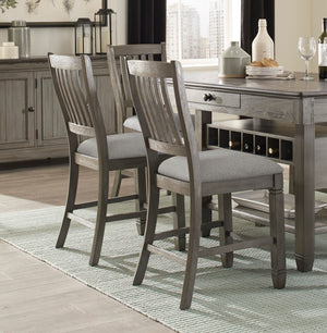 English Elm Antique Granby Counter Height Chairs Set of 2 in Antique Gray Finish with Neutral Upholstered Seat, Classic Country Style B011104516