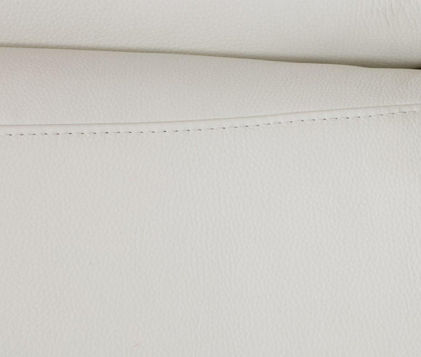 English Elm Global United Top Grain Italian Leather Sofa with High-Density Foam, Chrome Legs, Solid Wood Frame White B05777930