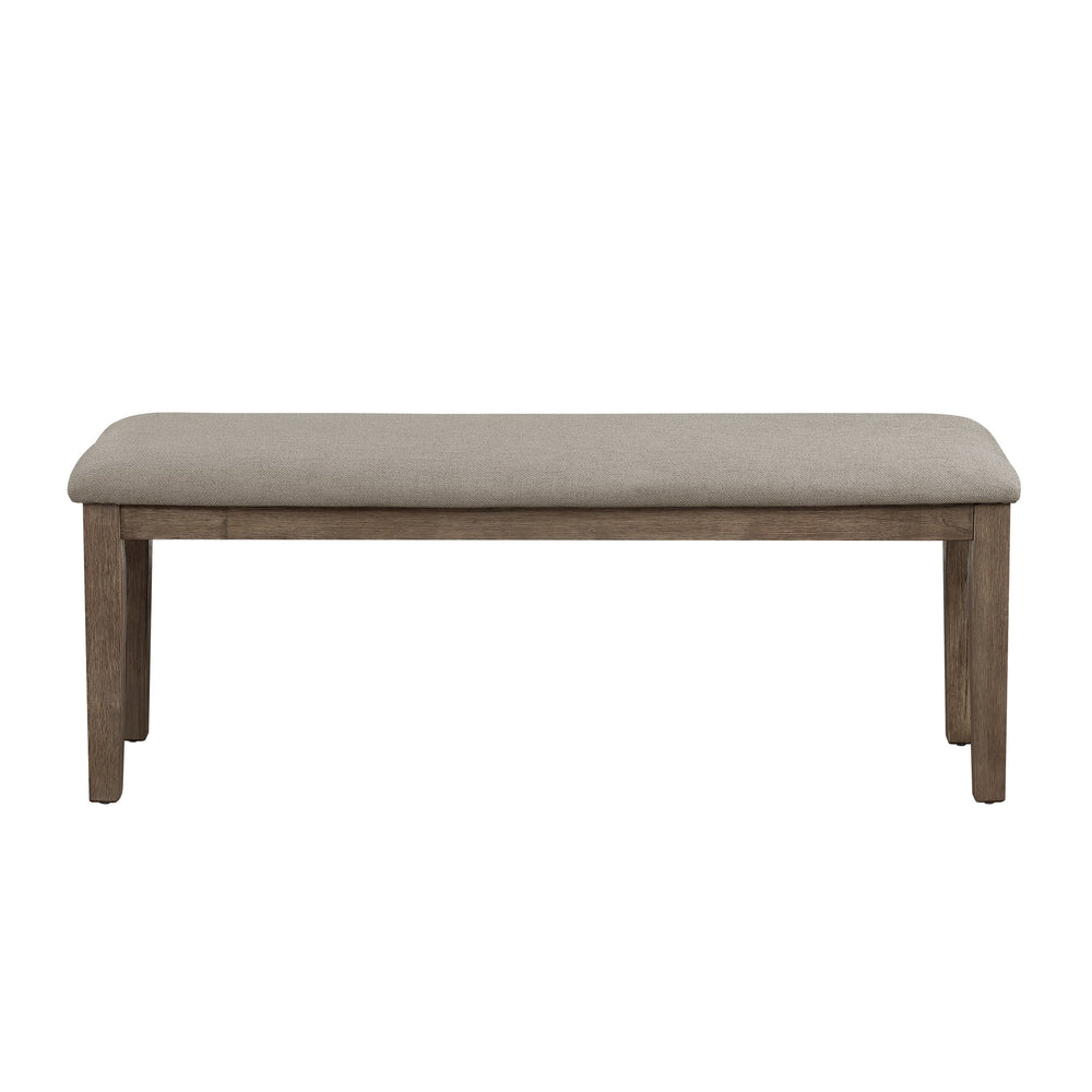 English Elm Fabric Armhurst 48" Bench with Neutral Upholstery, Wire-Brushed Brown Oak Frame for Dining Room Seating B011104524