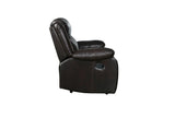 English Elm Transitional Leather-Air Reclining Loveseat