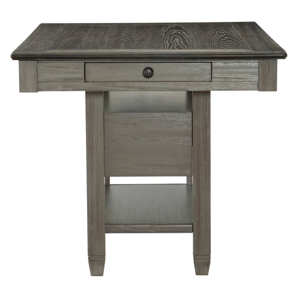 English Elm 1pc Counter Height Dining Table Acacia Pine Storage Wine Rack Four Drawer Country B011S00369
