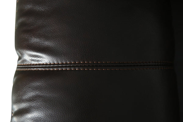 English Elm Global United Transitional Leather-Air Reclining Sofa with Stainless Steel Base, Lumbar Support, Plush Comfort Brown B05777921