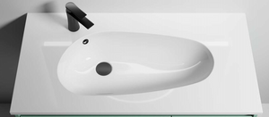 English Elm 36" Drop-Shaped Resin Sink 36" Single-Hole Bathroom Basin with Overflow, Modern Curved Vanity Top, Durable W999104560