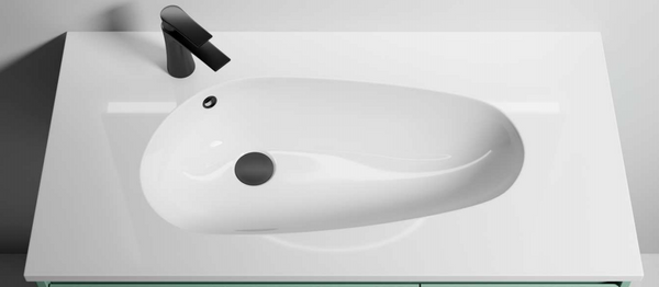 English Elm 36" Drop-Shaped Resin Sink 36" Single-Hole Bathroom Basin with Overflow, Modern Curved Vanity Top, Durable W999104560