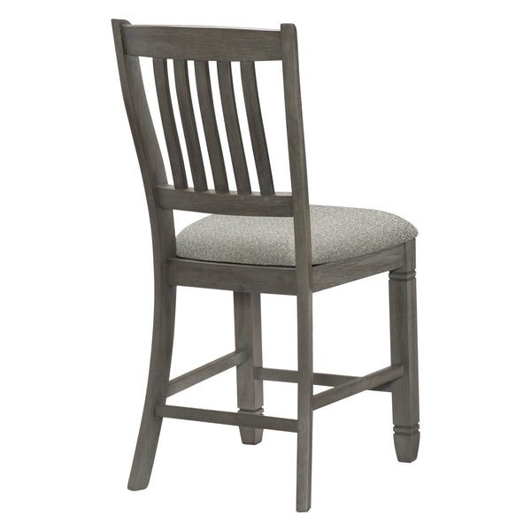 English Elm Antique Granby Counter Height Chairs Set of 2 in Antique Gray Finish with Neutral Upholstered Seat, Classic Country Style B011104516