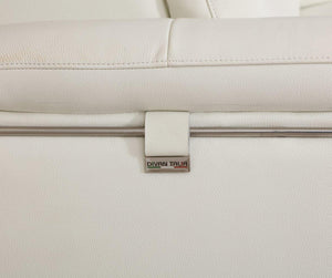 English Elm Global United Top Grain Italian Leather Sofa with High-Density Foam, Chrome Legs, Solid Wood Frame White B05777930