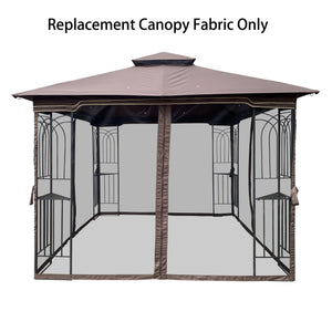 English Elm 10x10 Replacement Gazebo Canopy Top for Double Roof 117"x117" Durable Weather-Resistant Fabric Cover Brown W419101852