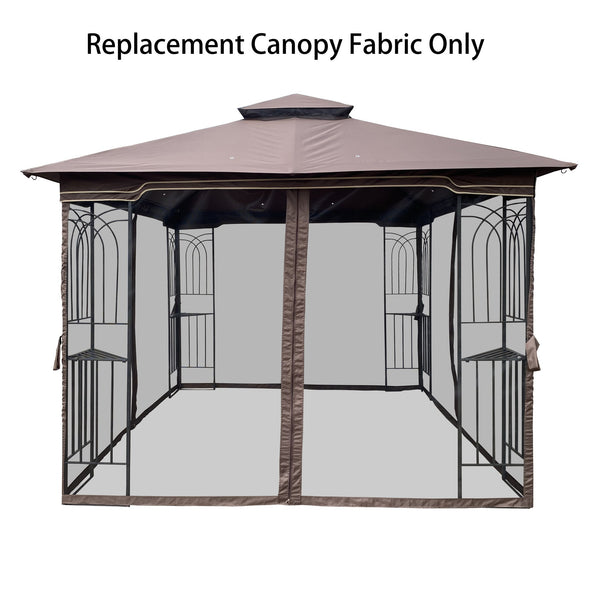 English Elm 10x10 Replacement Gazebo Canopy Top for Double Roof 117"x117" Durable Weather-Resistant Fabric Cover Brown W419101852
