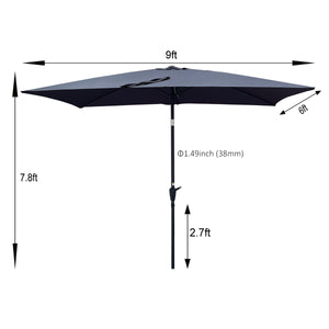 English Elm 6 Patio Umbrella 9x6ft Rectangle Waterproof Crank Tilt Outdoor Sunshade UV40+ Weather‑Resist Anthracite W65690321