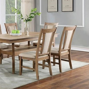 English Elm Transitional Solid Wood Set of 2 Beige Upholstered Side Chairs with Padded Seats and Welts, Timeless Dining Accent Natural 43 L x 20 W x 14 H B011104626