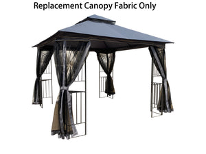 English Elm 10x10 Replacement Gazebo Canopy Top for Double Roof 117"x117" Durable Weather-Resistant Fabric Cover Gray W419101851