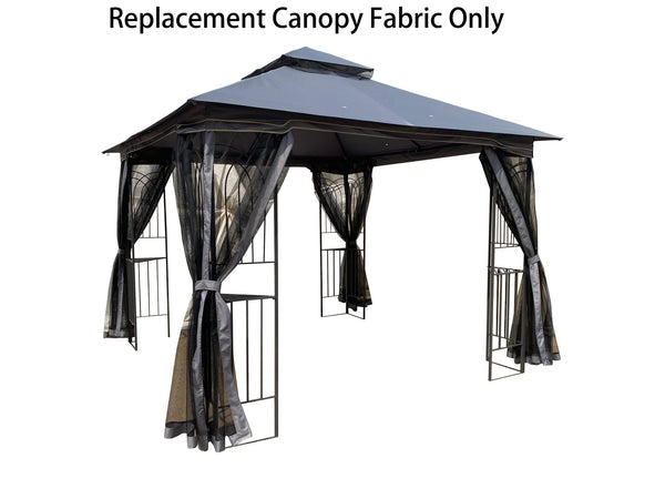 English Elm 10x10 Replacement Gazebo Canopy Top for Double Roof 117"x117" Durable Weather-Resistant Fabric Cover Gray W419101851