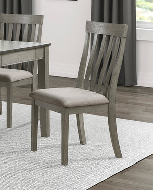English Elm Dining Armhurst Side Chairs Set of 2 Wire-Brushed Light Gray Oak Veneer Vertical Slat Back Seats Fabric Cushion B011104623