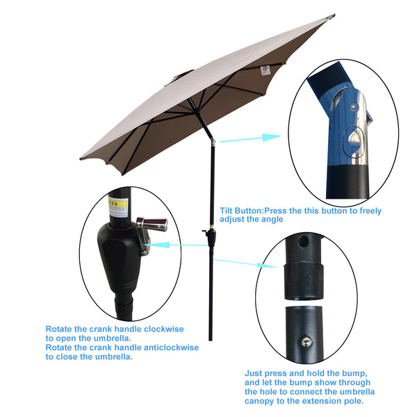 English Elm 6 Patio Umbrella 9x6ft Rectangle Waterproof Crank Tilt Outdoor Sunshade UV40+ Weather‑Resist Mushroom W65690320