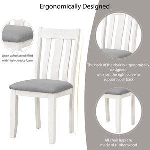English Elm Trexm Farmhouse Extendable Dining Set Seats Eight Linen Chairs Distressed Wood ST000045AAE