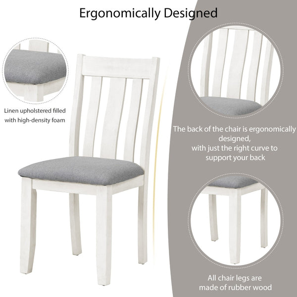 English Elm Trexm Farmhouse Extendable Dining Set Seats Eight Linen Chairs Distressed Wood ST000045AAE