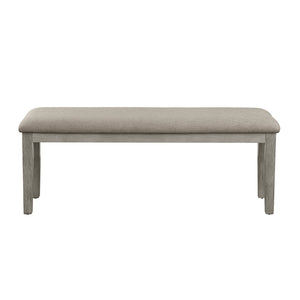 English Elm Fabric 48" Upholstered Dining Bench with Wire-Brushed Light Gray Oak Frame, Neutral Seat Cushion, Compact B011104624
