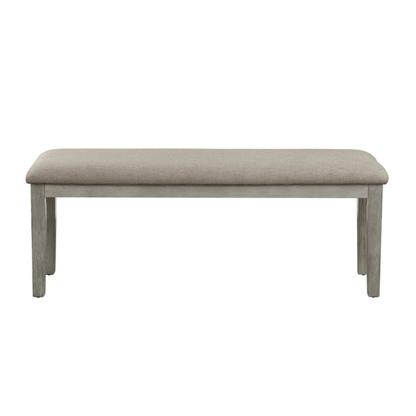 English Elm Fabric 48" Upholstered Dining Bench with Wire-Brushed Light Gray Oak Frame, Neutral Seat Cushion, Compact B011104624