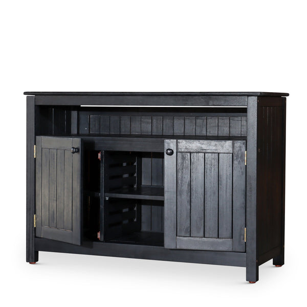 English Elm Eucalyptus Outdoor Sideboard with Slatted Cabinets, Adjustable Shelves & Levelers for Entertaining Espresso B046104520