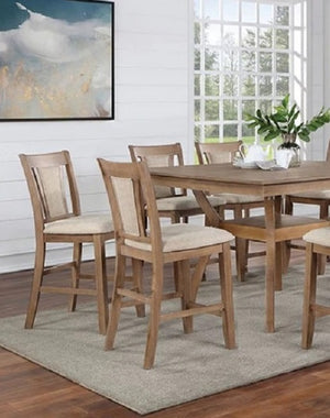 English Elm Transitional Solid Wood Set of 2 Beige Upholstered Side Chairs with Padded Seats and Welts, Timeless Dining Accent Natural 44 L x 20 W x 14 H B011104627