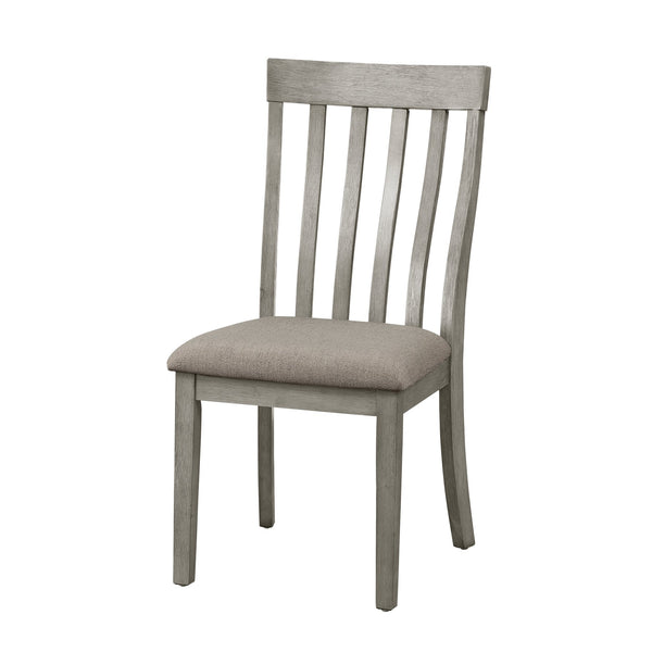 English Elm Dining Armhurst Side Chairs Set of 2 Wire-Brushed Light Gray Oak Veneer Vertical Slat Back Seats Fabric Cushion B011104623
